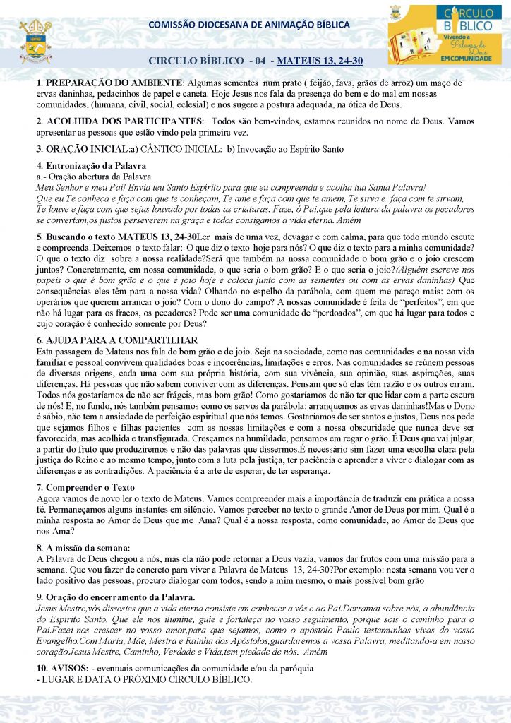Círculo Bíblico 04 Diocese de Grajaú